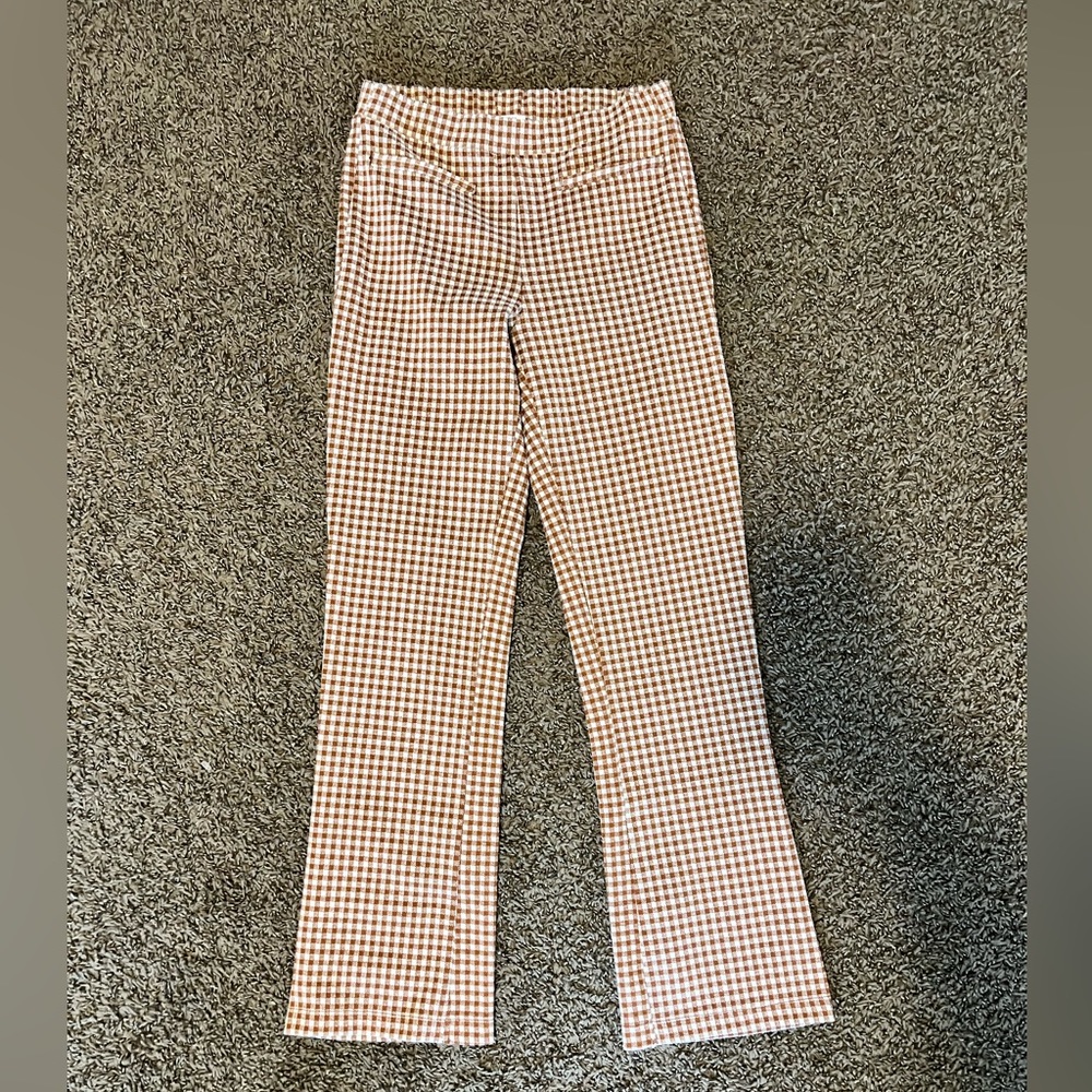 Zara girls gingham flare pants!